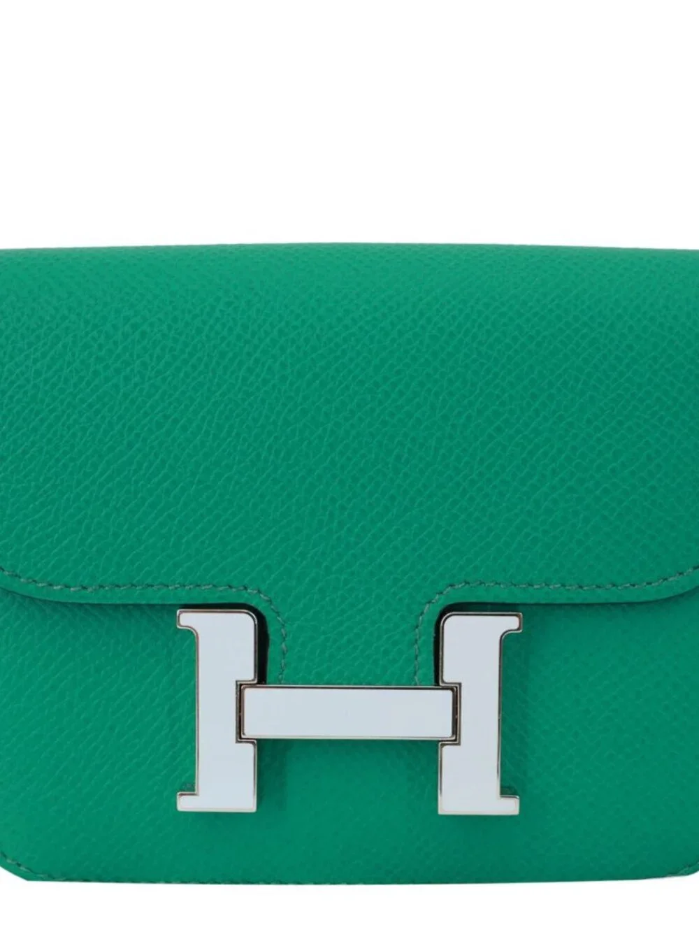 Hermes Constance Slim Grained Calfskin Leather Wallet Vert Vertigo